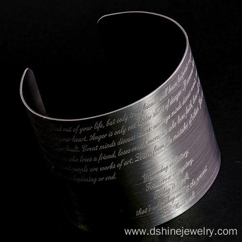 Silver Anodized Aluminum Cuff Bangles With Engraved Patterns